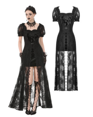 DW998 - Gothic faux two-piece lace dress