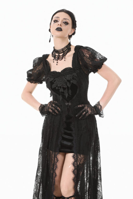 DW998 - Gothic faux two-piece lace dress - Image 3