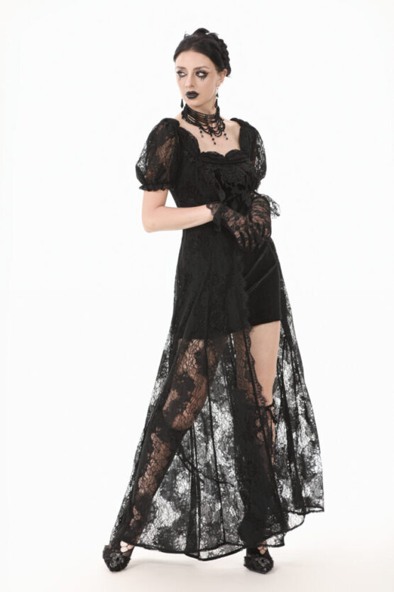 DW998 - Gothic faux two-piece lace dress - Image 8