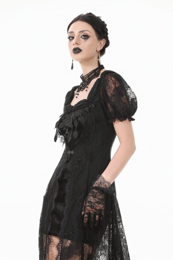 DW998 - Gothic faux two-piece lace dress - Image 4