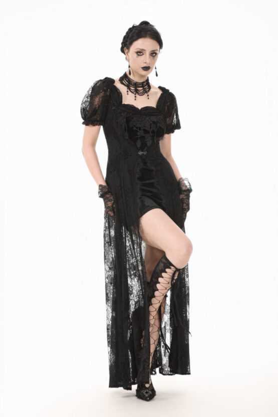DW998 - Gothic faux two-piece lace dress - Image 7