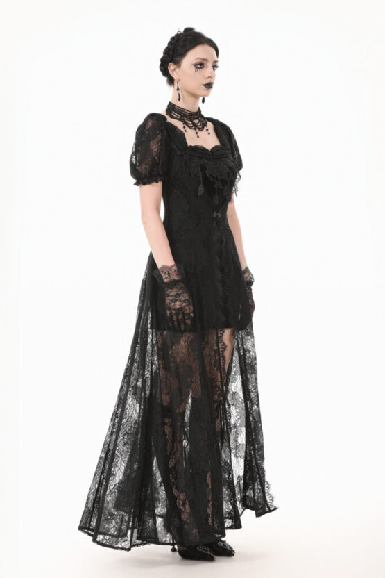 DW998 - Gothic faux two-piece lace dress - Image 5