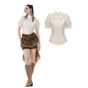 IW125 - Victorian style cotton linen ruffled shirt