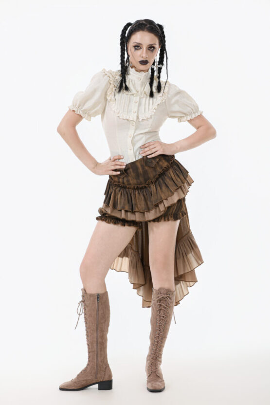 IW125 - Victorian style cotton linen ruffled shirt - Image 6