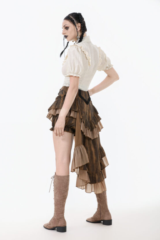 IW125 - Victorian style cotton linen ruffled shirt - Image 3