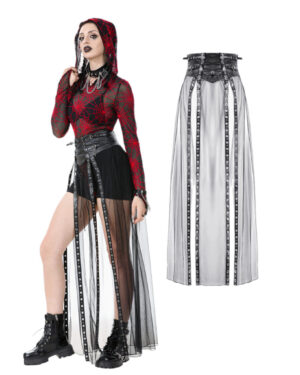 KW403 - Rebel pleather mesh maxi skirt