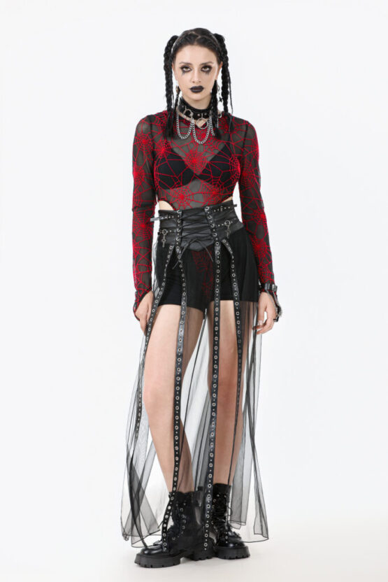 KW403 - Rebel leather mesh maxi skirt - Image 6