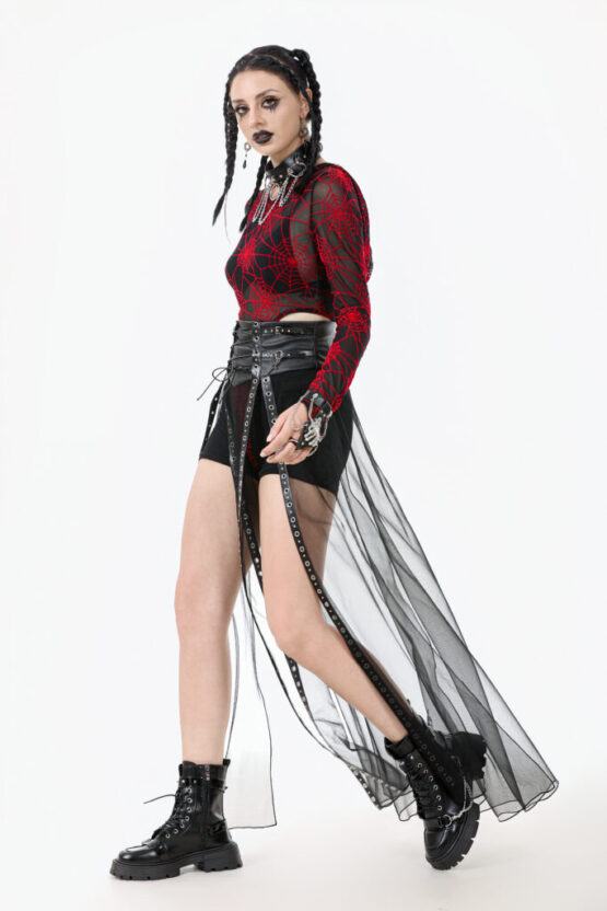 KW403 - Rebel leather mesh maxi skirt - Image 4