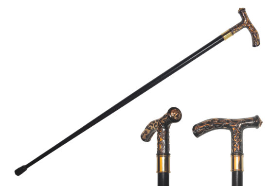 T281202BG - 35.5" Zinc Handle Walking Cane - Bronze Flame w/Skull