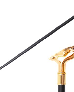 T281804GD - 35.5" Zinc Metal Handle Walking Cane - Gold Jaguar