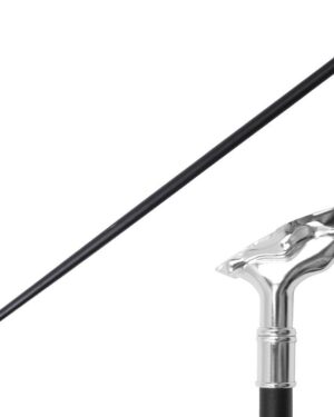 T281804GY - 35.5" Zinc Metal Handle Walking Cane - Gray Jaguar