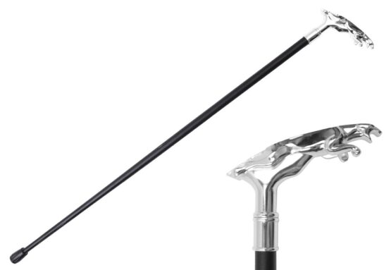 T281804GY - 35.5" Zinc Metal Handle Walking Cane - Gray Skull