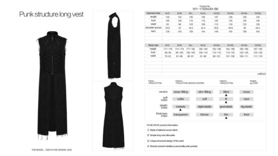 WY1792 - Punk structure long vest-L - Image 4