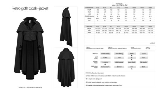WY1810 - Retro goth cloak-L - Image 4