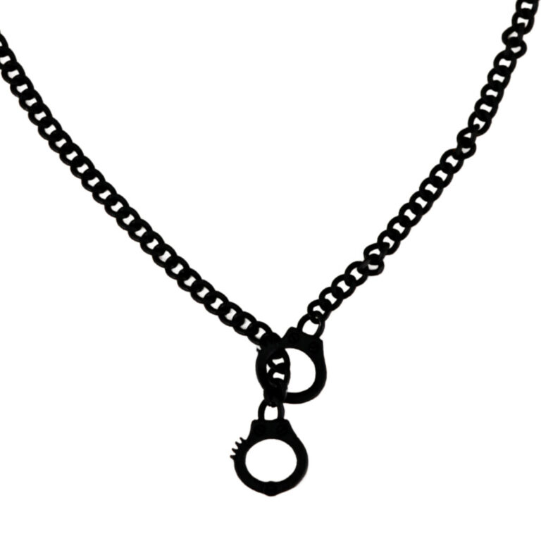 16517 - jt cc handcuff chain long neck, black - Image 2