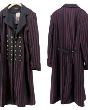 200111 - Pirate, Long Striped Jacket  - Black/Red