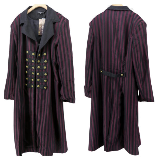 200111 - Pirate, Long Striped Jacket  - Black/Red