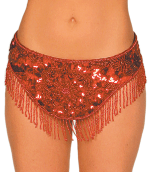 2198B - Beaded Belt - Medallion, Purple w/fringes
