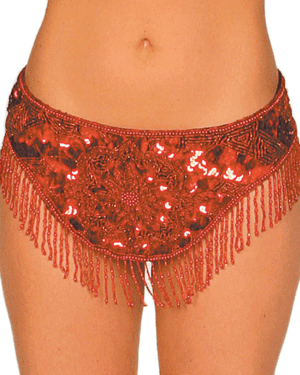 2198B - Beaded Belt - Medallion, Purple w/fringes