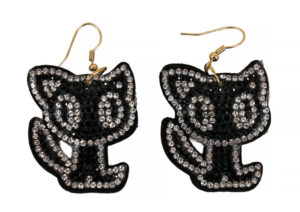 28303 - g black cat cushion earring