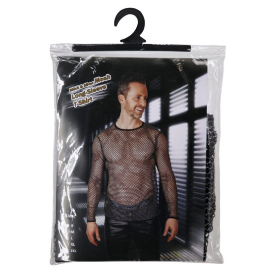 7377 - Silver and Black mesh Long-Sleeves T-Shirt - Image 3