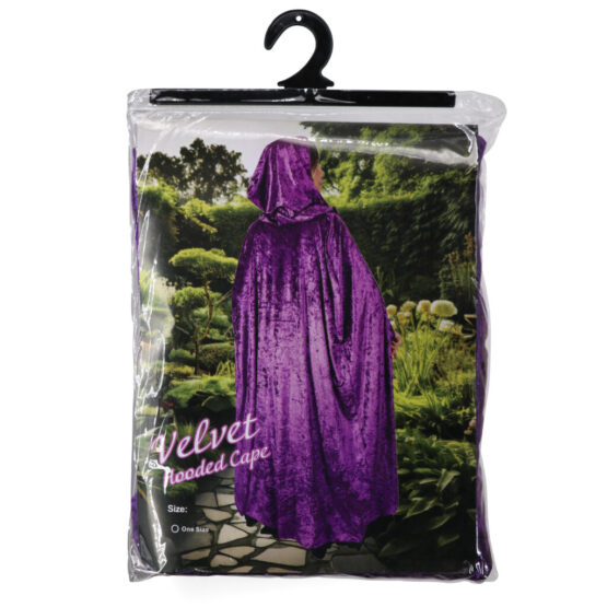 8494 - Velvet hooded cape, Purple - Image 3