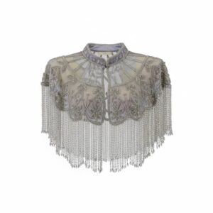 8869 - Beaded Scarf with fringes - Silver