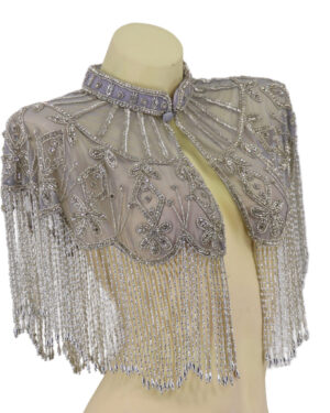 8869 - Beaded Scarf with fringes - Silver