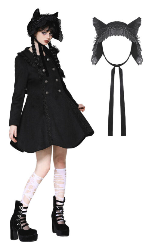 ACP010 - Dark kitty ears bonnet