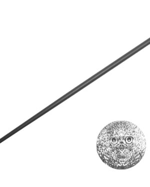 T281803SL - 35.5" Zinc Metal Handle Walking Cane - Silver Skull, silver eyes
