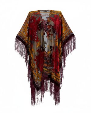 1821 - Burnt Velvet Kaftan, Blue Multi