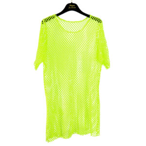8425 - Fishnet Mesh Oversized Shirt-Neon Green