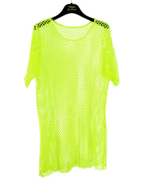 8425 - Fishnet Mesh Oversized Shirt-Neon Green