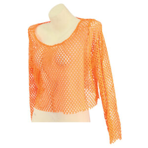 8426 - Fishnet Mesh Long Sleeve Crop Top-neon green