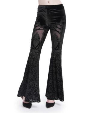 PT272 - Distressed Black denim flare jeans with zipper and studs