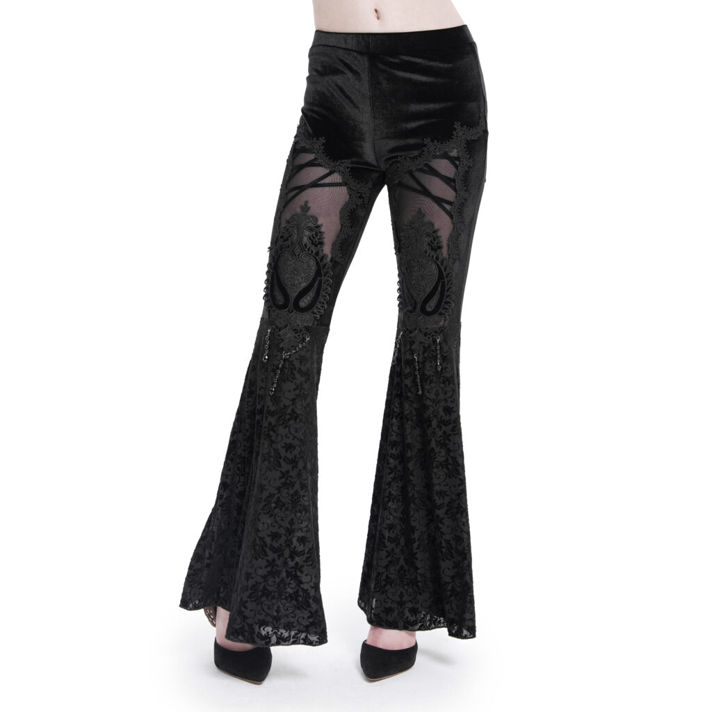 PT272 - Distressed Black denim flare jeans with zipper and studs