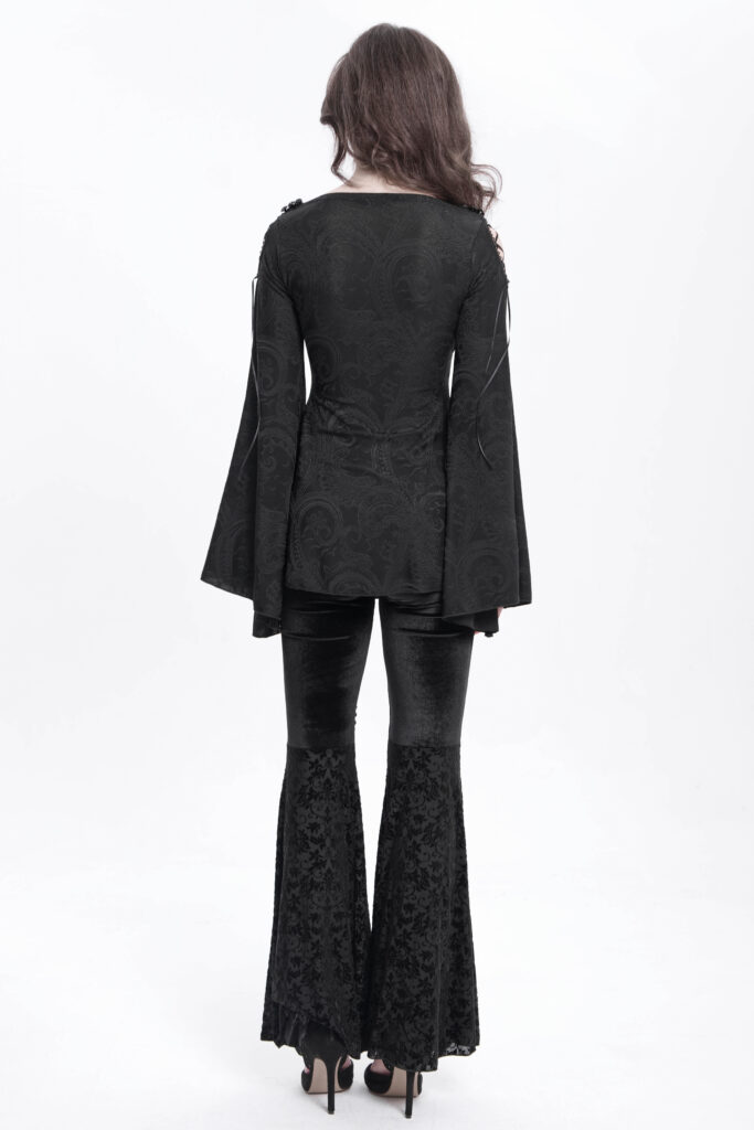 PT272 - Distressed Black denim flare jeans with zipper and studs - Image 8