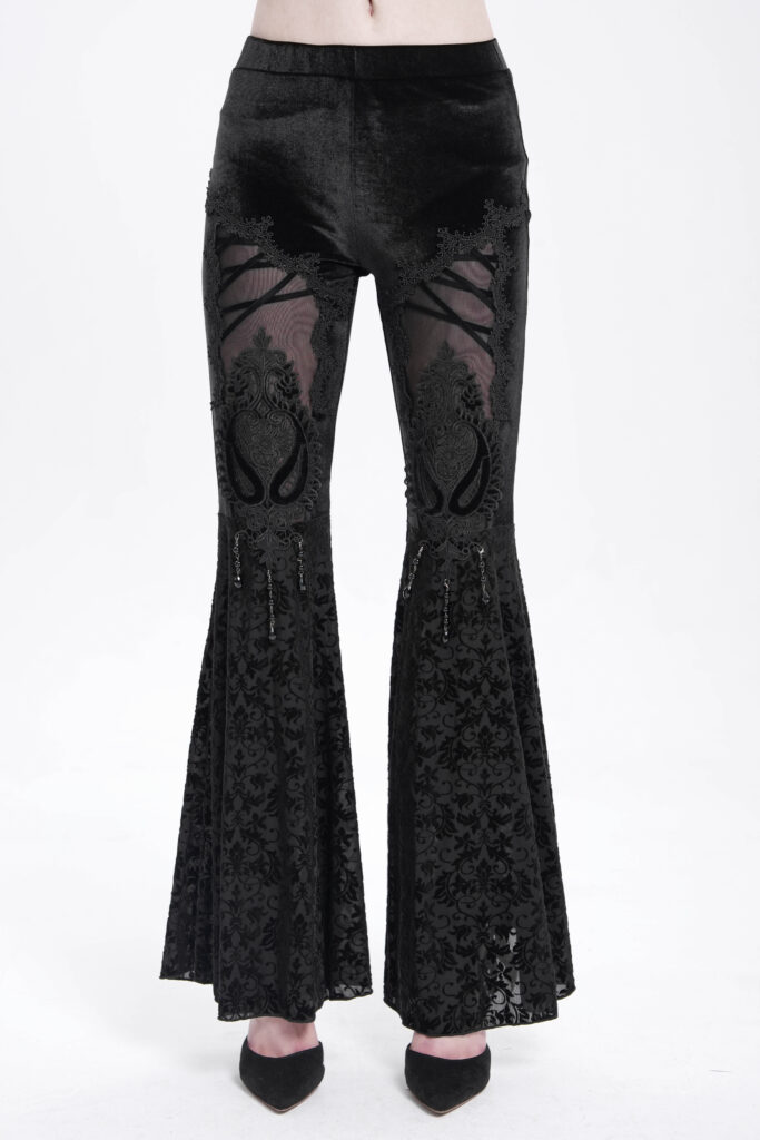 PT272 - Distressed Black denim flare jeans with zipper and studs - Image 3