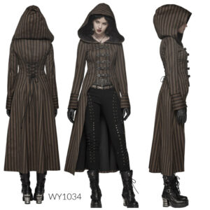 WY1034 - Steampunk Striped Long Coat