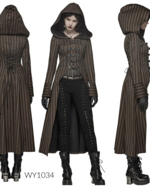 WY1034 - Steampunk Striped Long Coat
