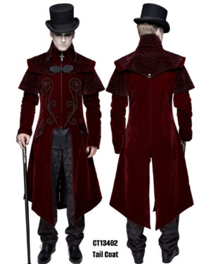 CT13402 - Men's Red Gothic, Vampire, Winter Coat