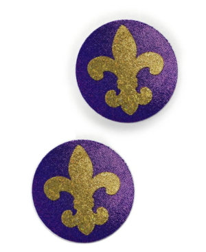 1279 - Purple Round Pasties with Gold Fleur-de-Lis