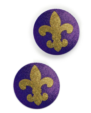 1279 - Purple Round Pasties with Gold Fleur-de-Lis