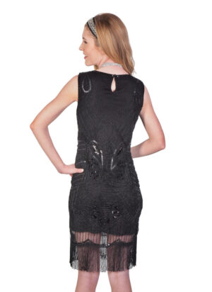 2506 - Black sequined and Beaded Art Deco flapper dress