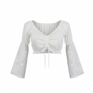 2877 - Cotton Choli top with lace sleeves