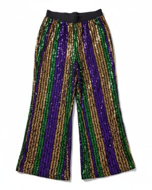 3889 - Mardi Gras sequin bell bottom pants-LXL