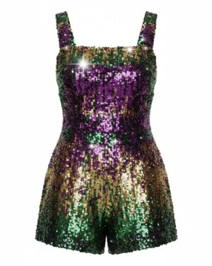 3895 - Mardi-Gras sequin romper-L