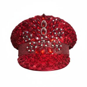 69607 - Red crystal embellished hat