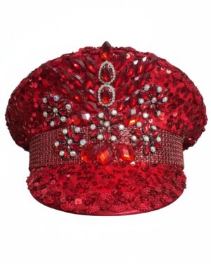 69607 - Red crystal embellished hat