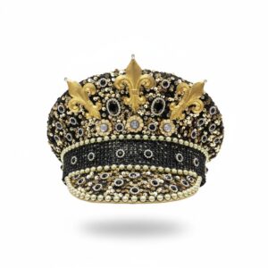 69609 - Fleur-de-Lis sequined hat-black and gold